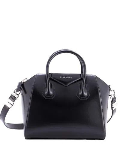 Pre-owned Givenchy Antigona Bag Glazed Leather Small Satchel In Black