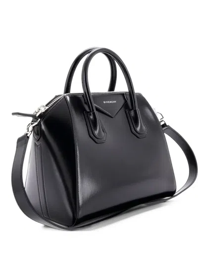 Pre-owned Givenchy Antigona Bag Glazed Leather Small Satchel In Black