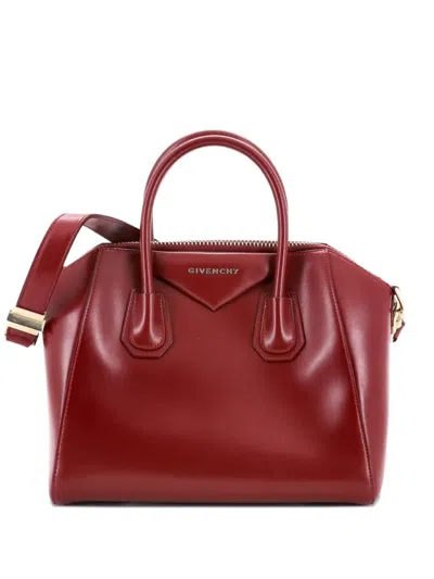 Pre-owned Givenchy Antigona Bag Glazed Leather Small Satchel In Red