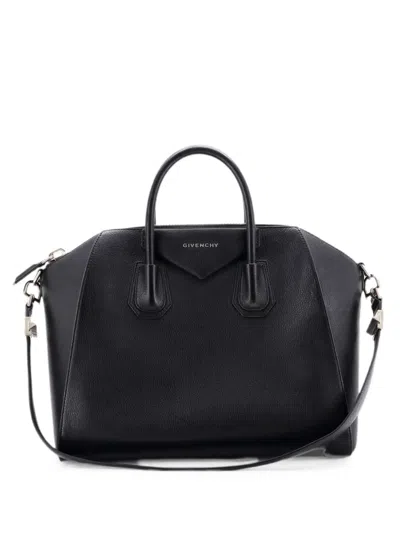 Pre-owned Givenchy Antigona Bag Leather Medium Satchel In Black