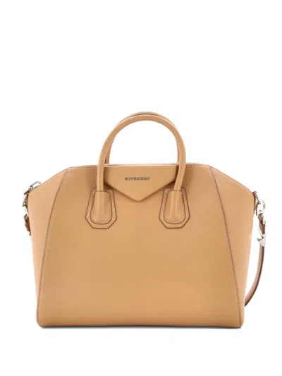 Pre-owned Givenchy Antigona Bag Leather Medium Satchel In Neutral