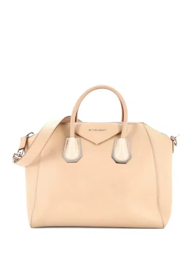 Pre-owned Givenchy Antigona Bag Leather Medium Satchel In Neutral