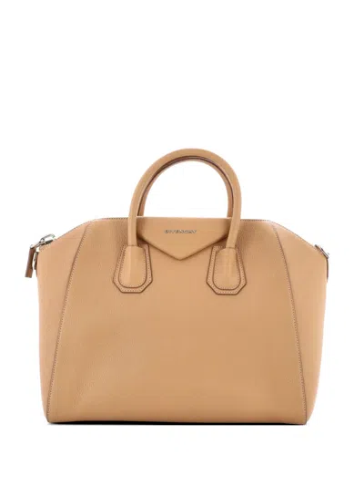 Pre-owned Givenchy Antigona Bag Leather Medium Satchel In Neutral