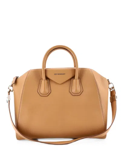 Pre-owned Givenchy Antigona Bag Leather Medium Satchel In Neutrals
