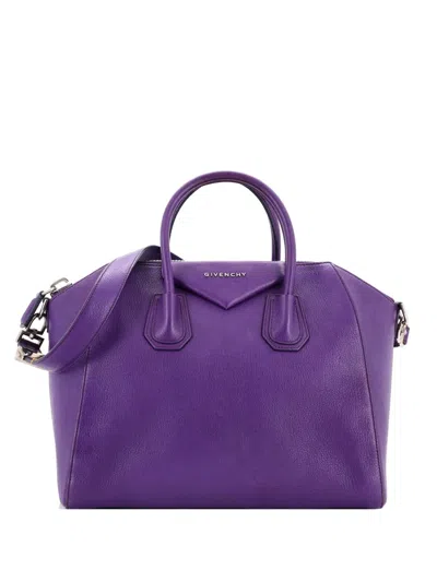 Pre-owned Givenchy Antigona Bag Leather Medium Satchel In Purple