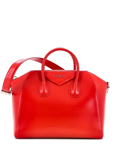 Pre-owned Givenchy Antigona Bag Leather Medium Satchel In Red