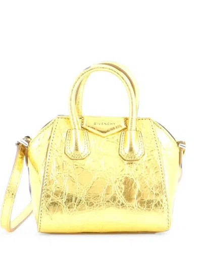 Pre-owned Givenchy Antigona Bag Leather Micro Crossbody Bag In Gold