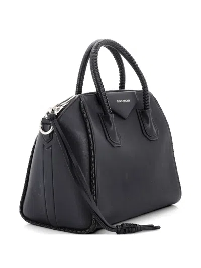Pre-owned Givenchy Antigona Bag Leather With Woven Detail Small Satchel In Black