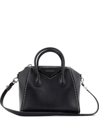 Pre-owned Givenchy Antigona Bag Studded Leather Small Satchel In Black
