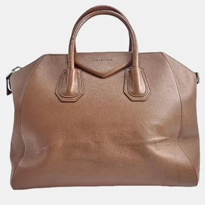 Pre-owned Givenchy Antigona Brown Leather Satchel Bag