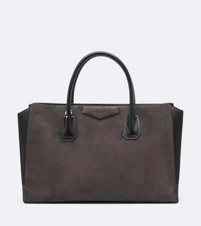 Givenchy Antigona Catchall Medium Suede Tote Bag In Grey
