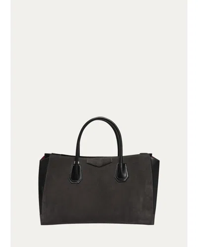 Givenchy Antigona Catchall Suede Top-handle Bag In Dark Grey