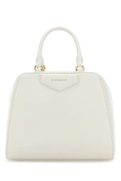 Givenchy Micro Antigona Cube Bag In Leather In Off-white