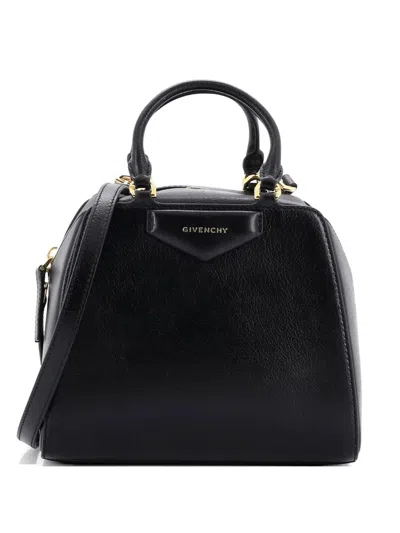 Pre-owned Givenchy Antigona Cube Bag Leather Mini Crossbody Bag In Black
