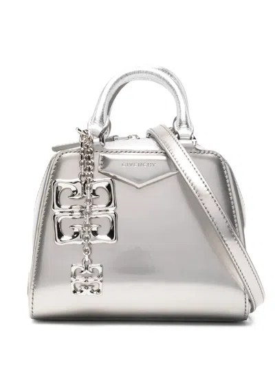 Pre-owned Givenchy Antigona Cube Cross Body Bag In Silver