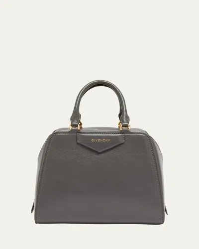 Givenchy Antigona Cube Mini Top-handle Bag In Shiny Tumbled Leather In Charcoal