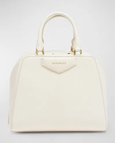 Givenchy Antigona Cube Mini Top-handle Bag In Shiny Tumbled Leather In Ivory