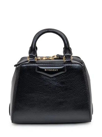 Givenchy Antigona Cube Nano Top-handle Bag In Shiny Tumbled Leather In Black