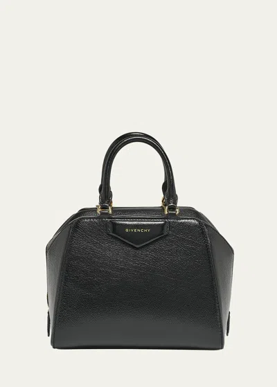 Givenchy Antigona Cube Nano Top-handle Bag In Shiny Tumbled Leather In Black