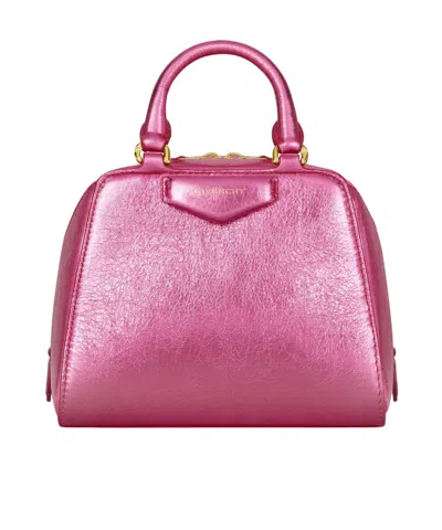 Givenchy Micro Antigona Cube Bag In Laminated Leather In Gold