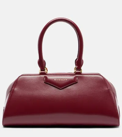 Givenchy Antigona Cube Small Leather Tote Bag In Burgundy