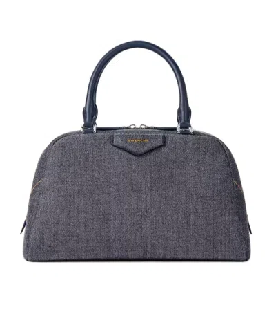Givenchy Antigona East-west Bowling Bag In Denim In Purple