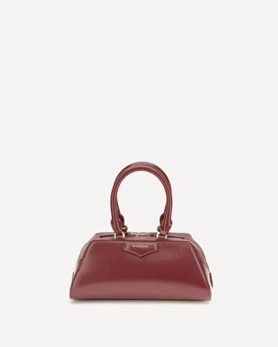 Givenchy Antigona East-west Mini Leather Shoulder Bag In Burgundy
