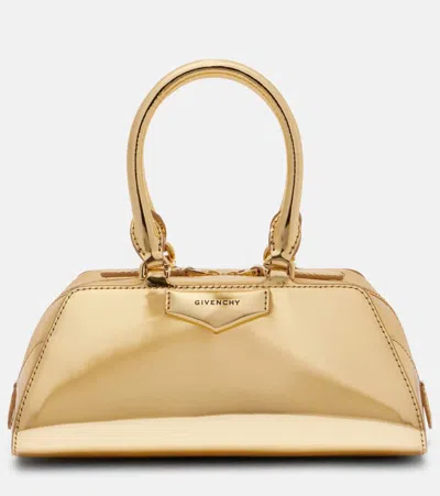 Givenchy Antigona East-west Mini Leather Tote Bag In Gold