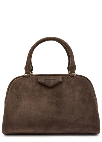 Givenchy Antigona East-west Medium Suede Top Handle Bag In Neutral