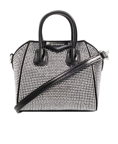Givenchy Antigona Rhinestone-embellished Mini Bag In Black