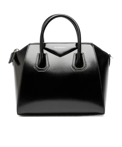 Givenchy Antigona Glossed Leather Top Handle Bag In Black