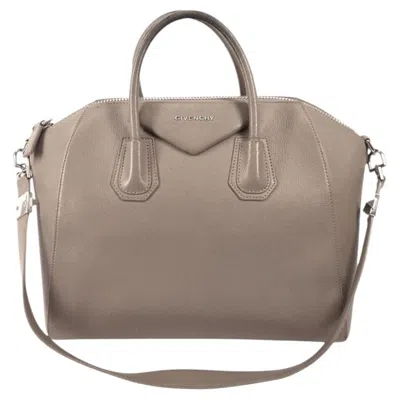 Pre-owned Givenchy Antigona Large Bag In Taupe Grained Leather In Brown