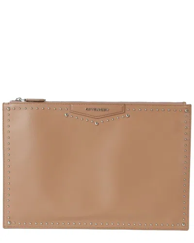 Givenchy Antigona Large Stud Clutch Bag (authentic Pre-loved) In Brown