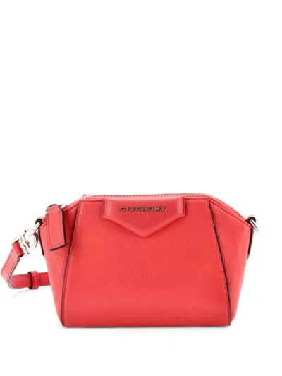 Pre-owned Givenchy Antigona Leather Nano Crossbody Bag In Red