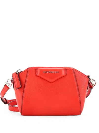 Pre-owned Givenchy Antigona Leather Nano Crossbody Bag In Red