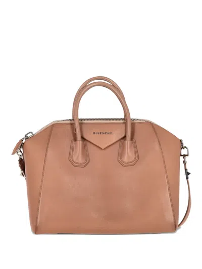 Pre-owned Givenchy Antigona Leather Tote Bag In Brown