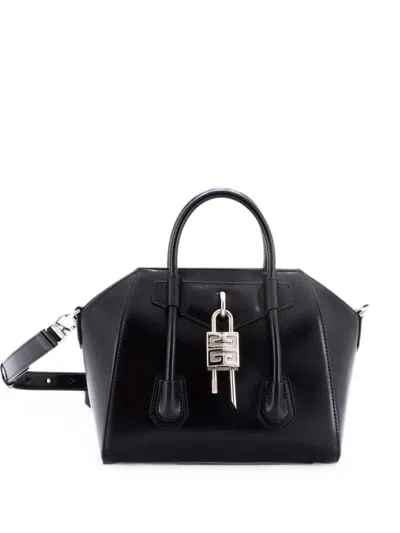 Pre-owned Givenchy Antigona Lock Bag Leather Mini Crossbody Bag In Black