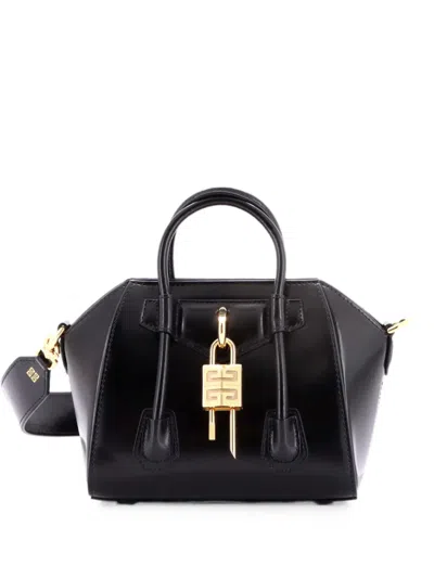 Pre-owned Givenchy Antigona Lock Bag Leather Mini Crossbody Bag In Black