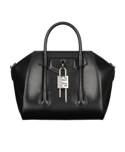 Givenchy Antigona Lock Leather Bag In Black
