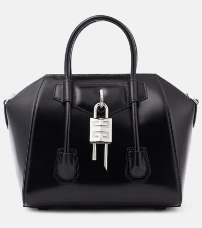 Givenchy Antigona Lock Mini Leather Tote Bag In Black