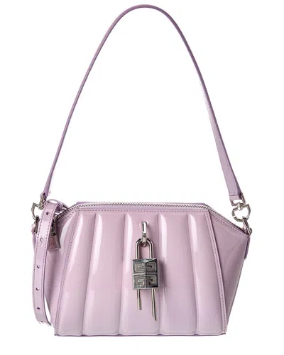 Givenchy Antigona Lock Mini Patent Shoulder Bag In Purple