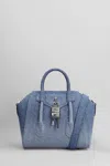 Givenchy Antigona Lock Mini Shoulder Bag In Blue Cotton