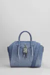 Givenchy Antigona Lock Mini Shoulder Bag In Blue Cotton