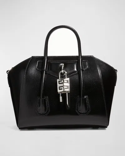 Givenchy Antigona Lock Mini Top Handle Bag In Box Leather In Black