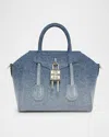 Givenchy Antigona Lock Mini Top-handle Bag In Faded Denim In Antigona Lock Mini Top Handle