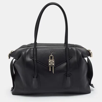 Pre-owned Givenchy Antigona Lock Soft Medium Black Leather Tote