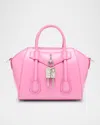 Givenchy Antigona Lock Toy Top-handle Bag In Leather In Lipstick Pink