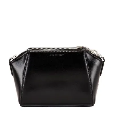 Givenchy Antigona Logo Embossed Crossbody Bag In Black
