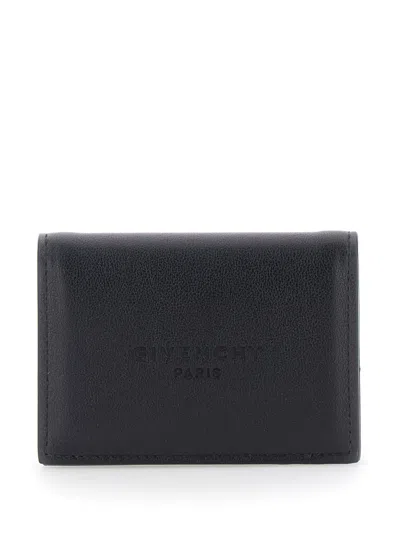 Givenchy Antigona Logo Embossed Leather Cardholder, Magnetic Closure, Two Card Slots, 13x7x1.5 Cm In Black