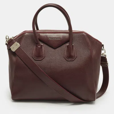 Pre-owned Givenchy Antigona Medium Burgundy Leather Satchel